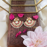 Vriksham Dual Peacock Chandbali Style Earring-Red White-G18226